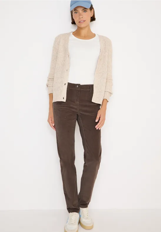 Schmal geschnittene Cordhose mit mittlerer Taille