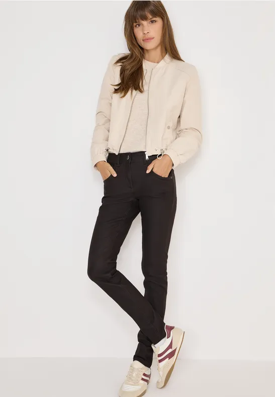 Braune Slim Fit Hose im Lederlook
