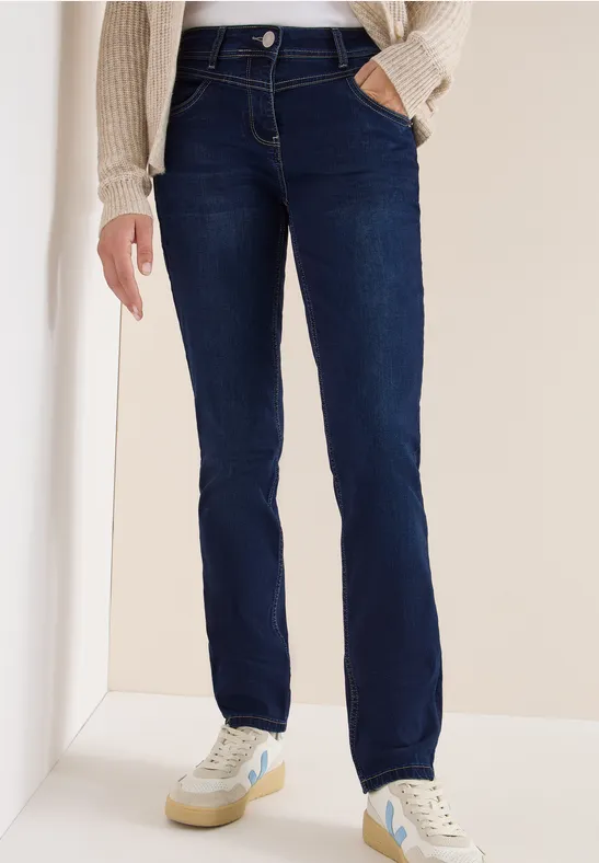 Jeans mit geradem Bein und dunkler Waschung