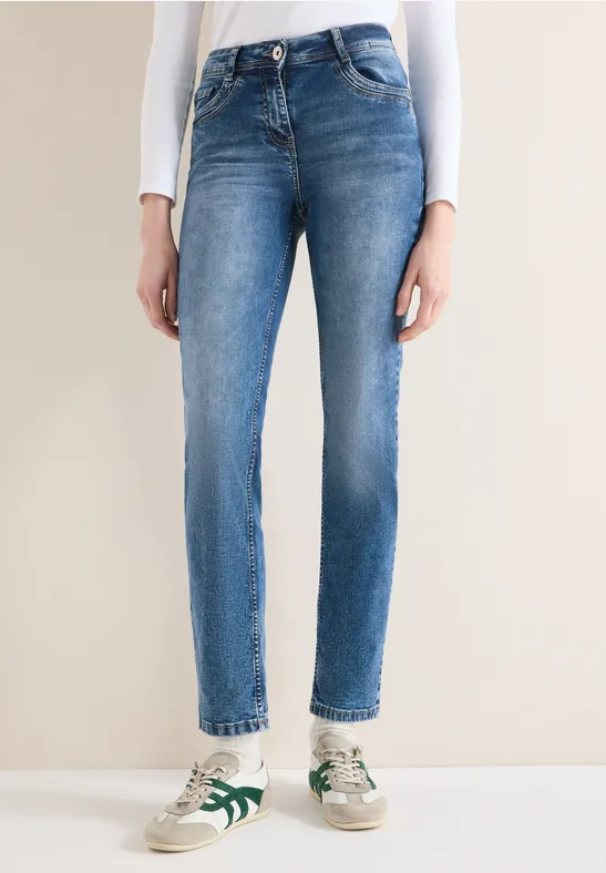 Jeans mit geradem Bein und dunkler Waschung