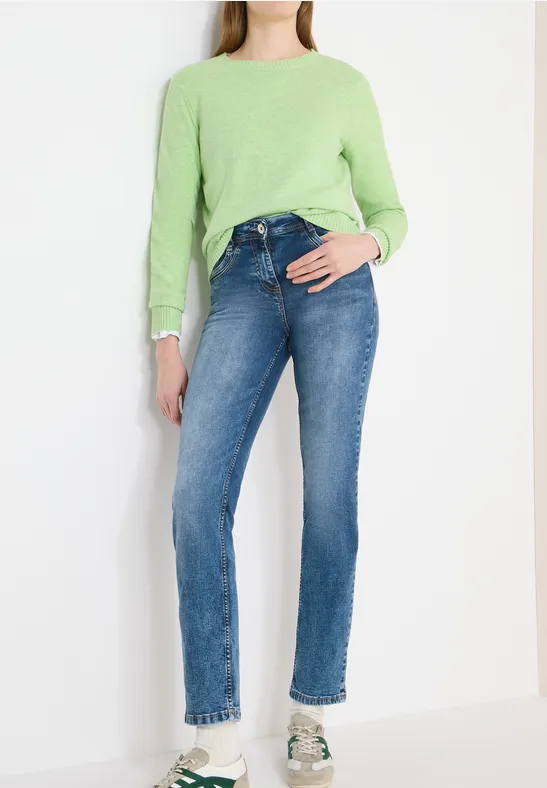 Jeans mit geradem Bein und dunkler Waschung