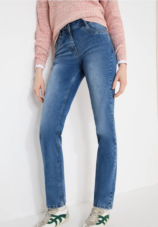 Jeans mit geradem Bein und dunkler Waschung