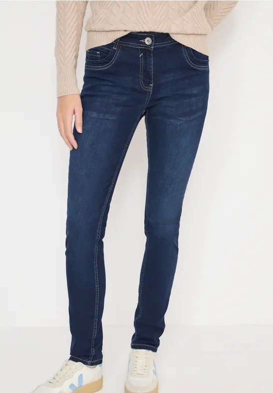 Jeans mit geradem Bein und dunkler Waschung