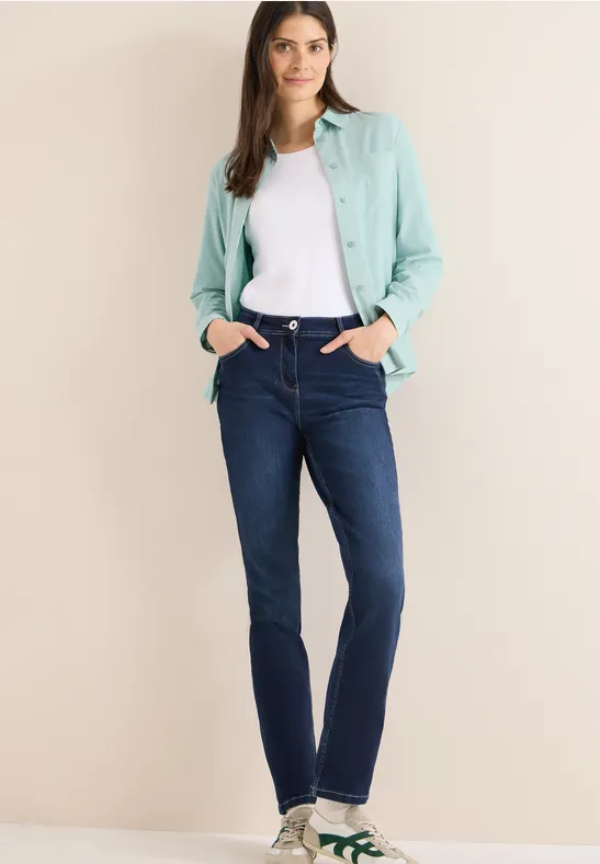 Jeans mit geradem Bein und dunkler Waschung