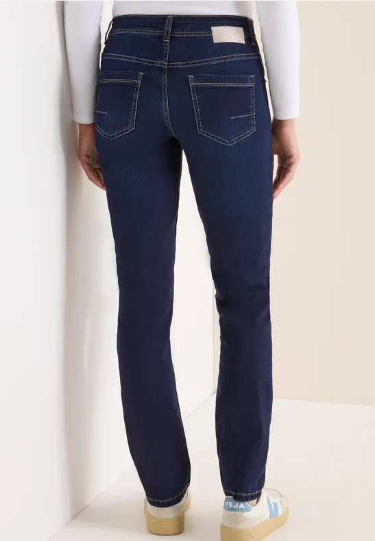Jeans mit geradem Bein und dunkler Waschung