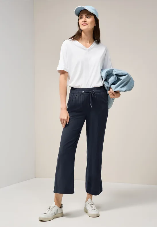Cropped Straight Leg Viskosehose für Damen