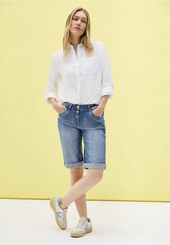 Slim Fit Denim Bermuda Shorts