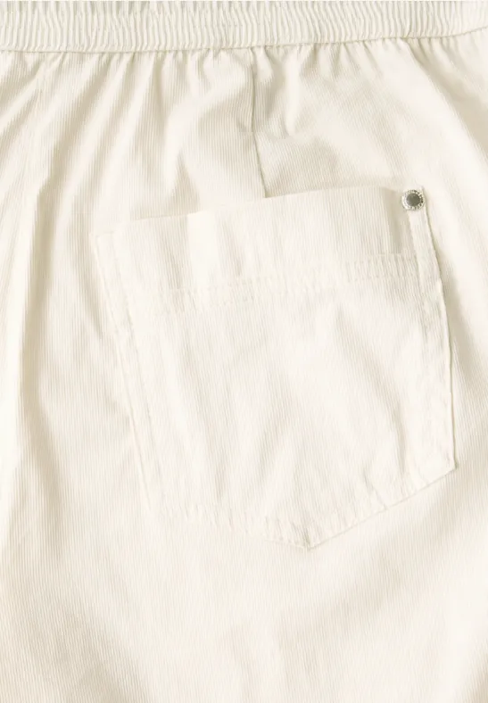 Beige Gestreifte Cargohose mit Kordelzug