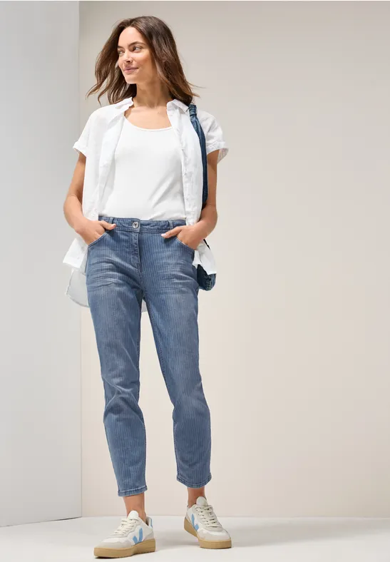 Gestreifte Casual Fit Jeans Scarlett