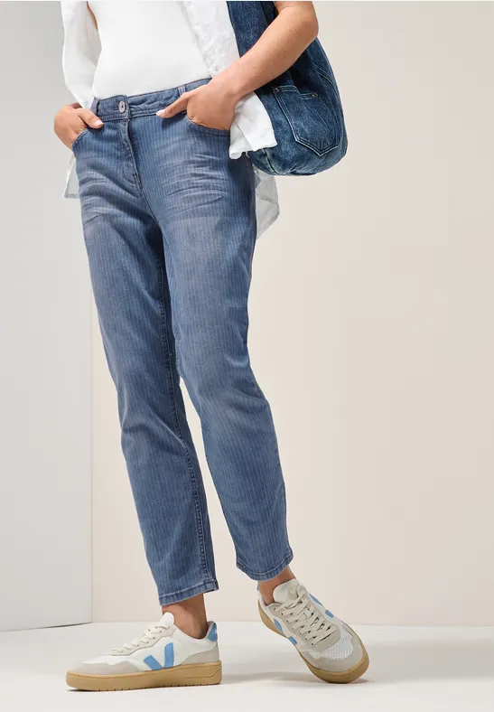 Gestreifte Casual Fit Jeans Scarlett