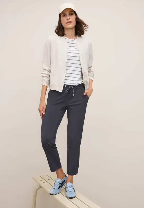Lässige Cropped Hose mit Kordelzug