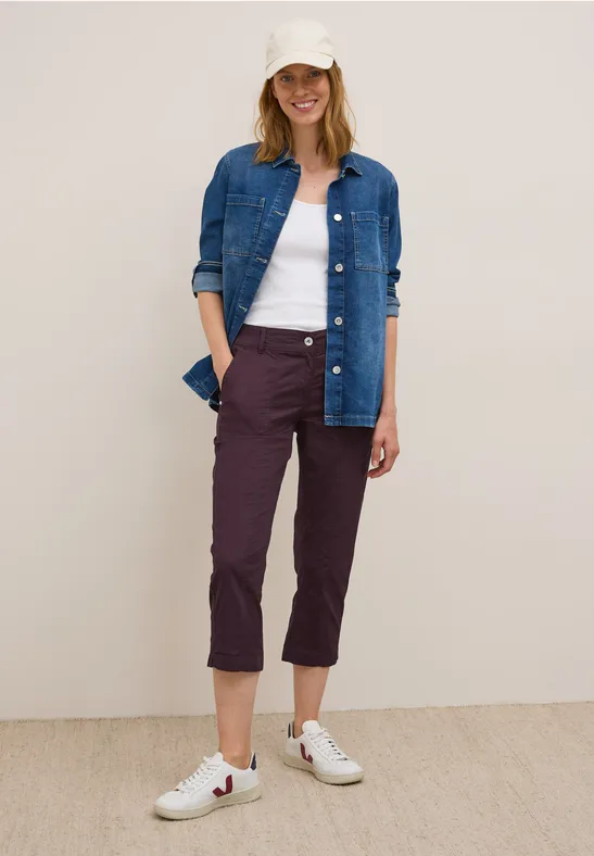 Lässige Cropped-Hose aus Stretch-Baumwolle