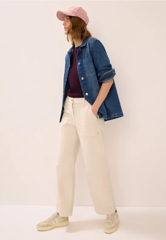 Cordhose mit weitem Bein und hoher Taille