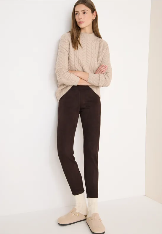Damen Leggings in Wildlederoptik zum Überziehen