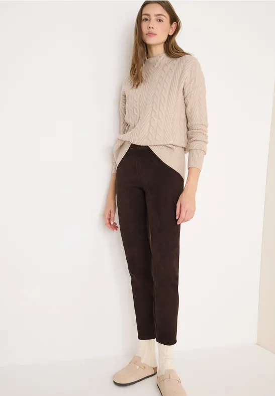 Damen Leggings in Wildlederoptik zum Überziehen