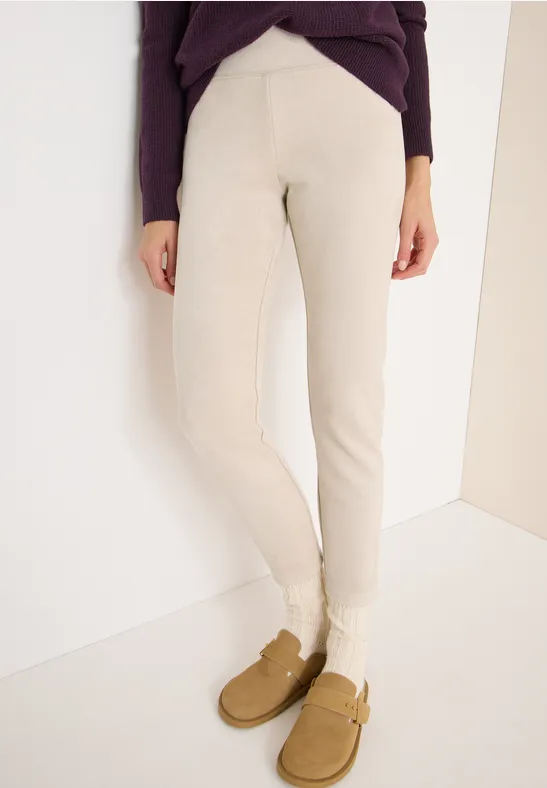 Beige Veloursleggings für Damen