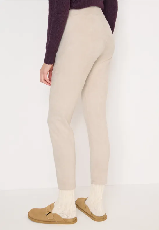Beige Veloursleggings für Damen