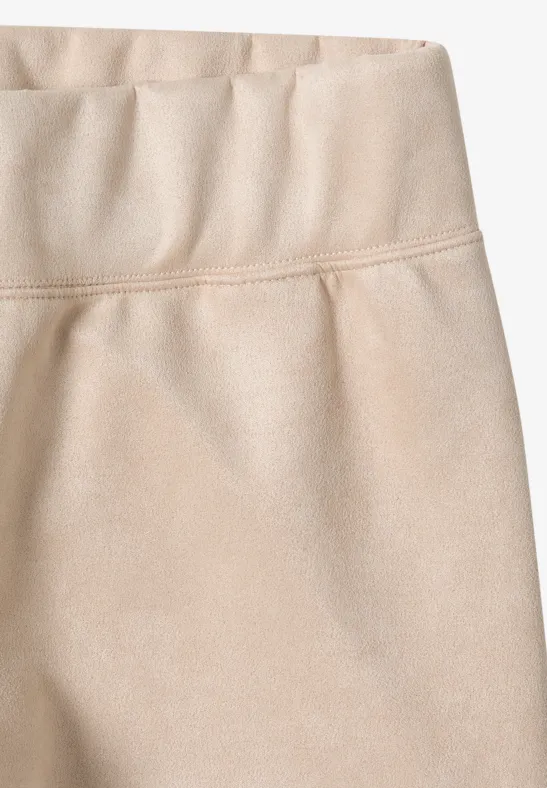 Beige Veloursleggings für Damen