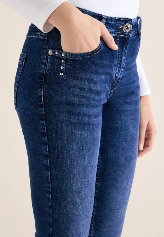 Slim Fit Jeans Denim mit Strass