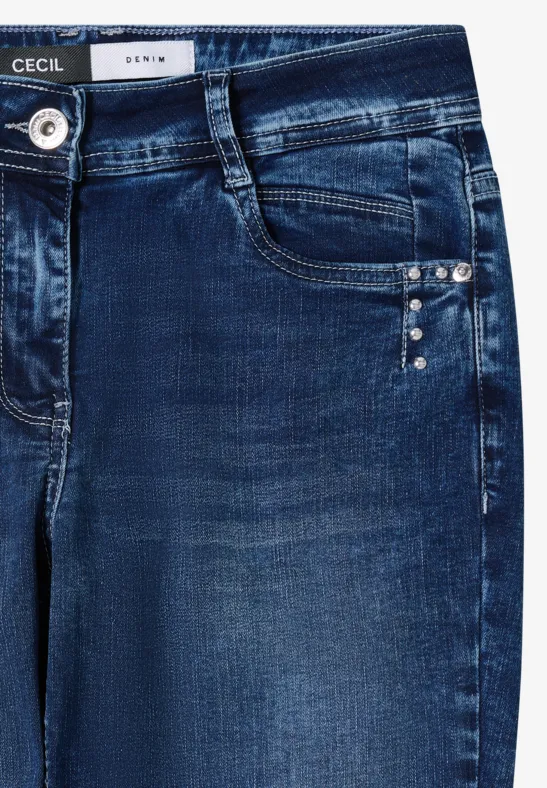 Slim Fit Jeans Denim mit Strass