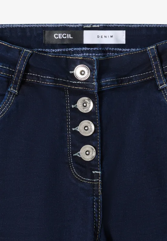 Rinsed Wide Leg Jeans mit Knopfleiste