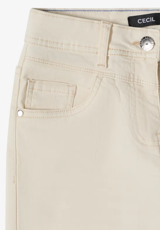 Ecrufarbene Bootcut Jeans mit hohem Bund