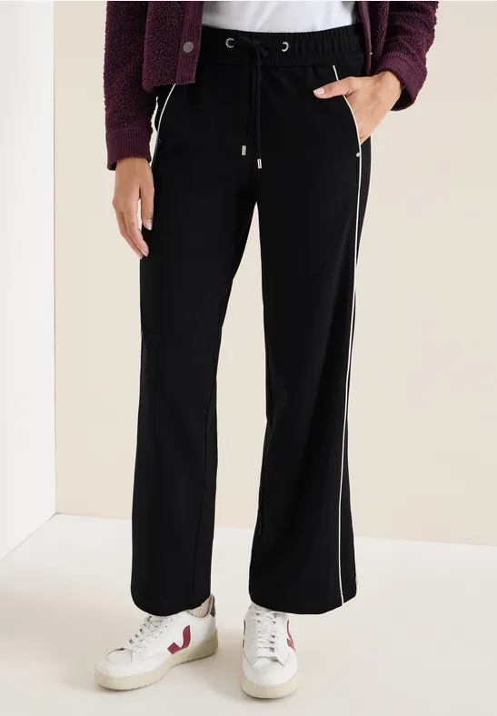 Weite Stoffhose mit Seitenstreifen
