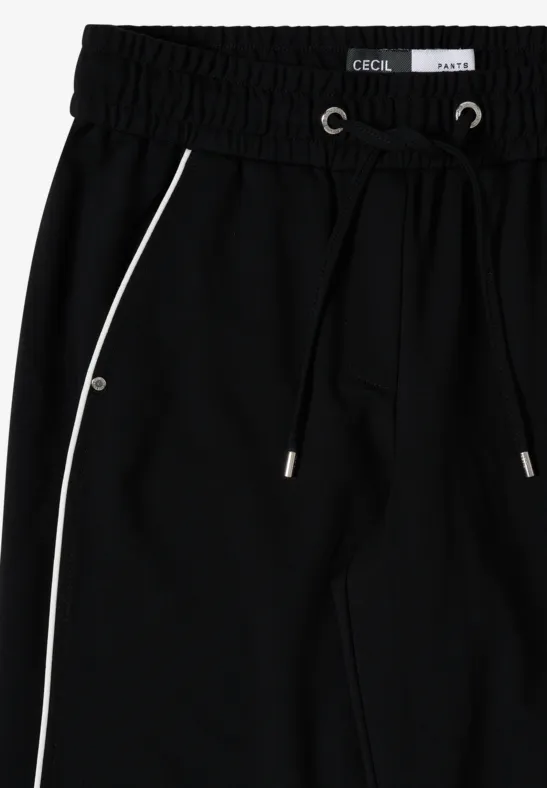Weite Stoffhose mit Seitenstreifen