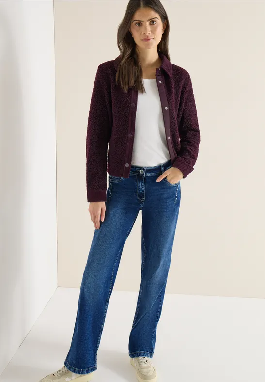 Damen Wide Leg Jeans mit Strassnieten