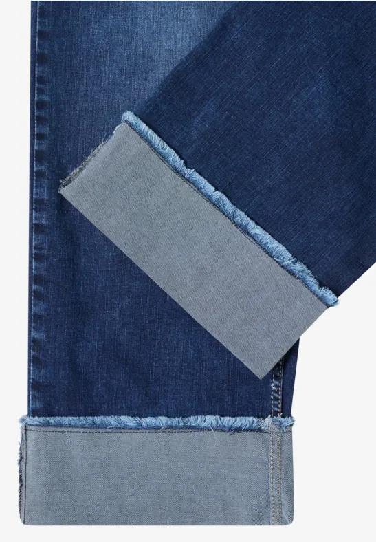 Jeans mit weitem Bein im Used-Look