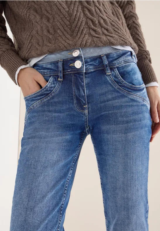 Damen Slim Fit Jeans mit Hohem Bund