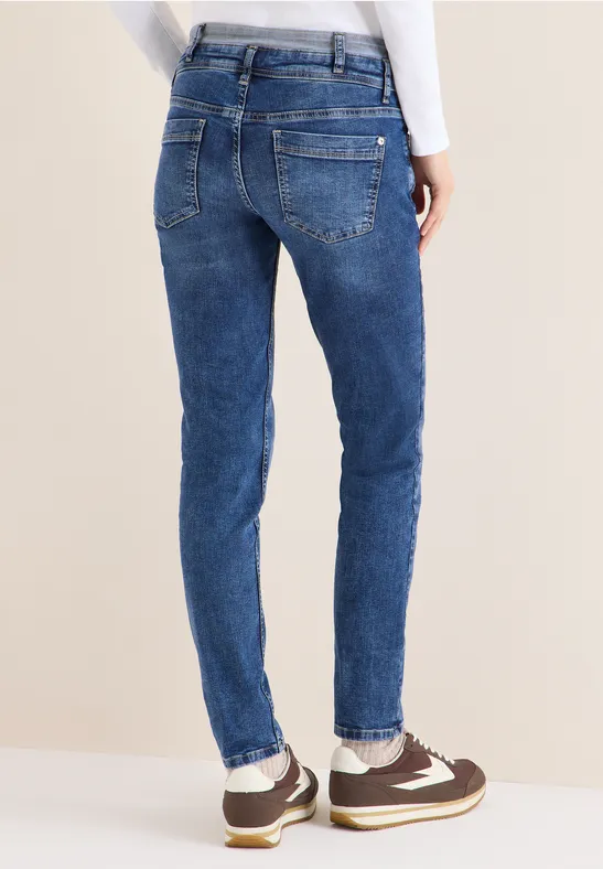 Damen Slim Fit Jeans mit Hohem Bund