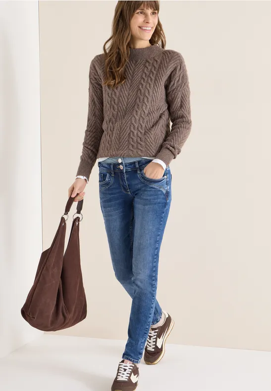 Damen Slim Fit Jeans mit Hohem Bund
