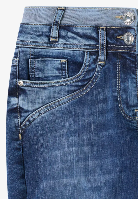 Damen Slim Fit Jeans mit Hohem Bund