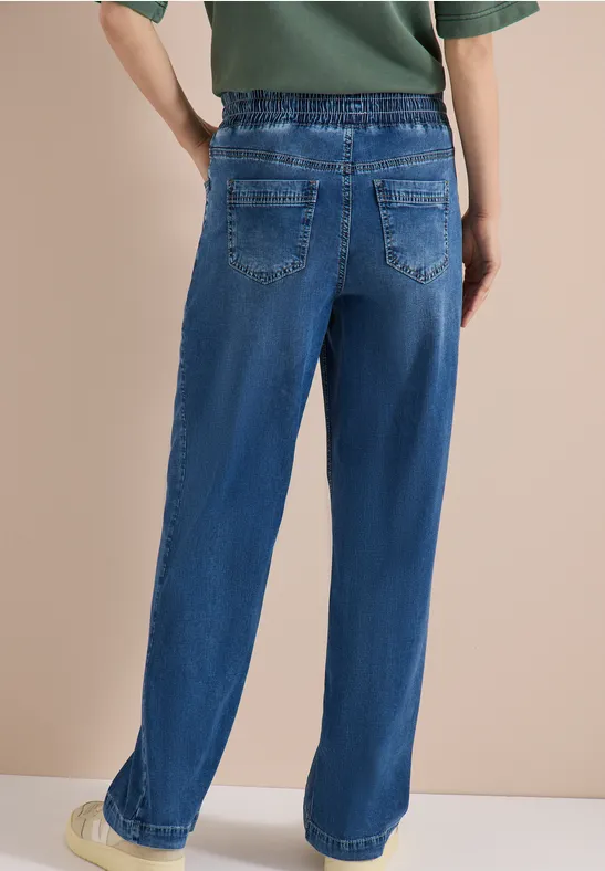 Weite Jeanshose mit Kordelzug