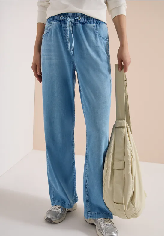 Weite Jeanshose mit Kordelzug