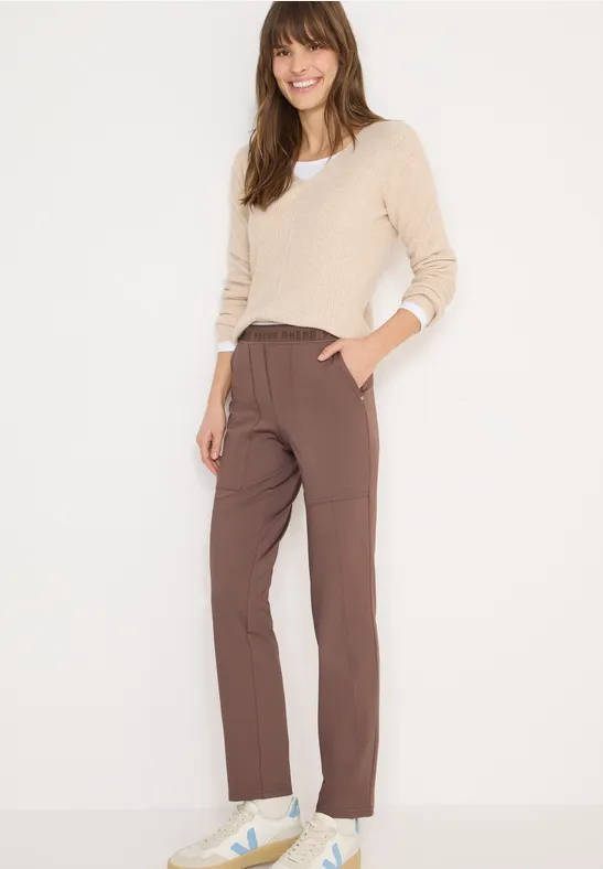 Lässige braune Hose mit mittlerer Bundhöhe
