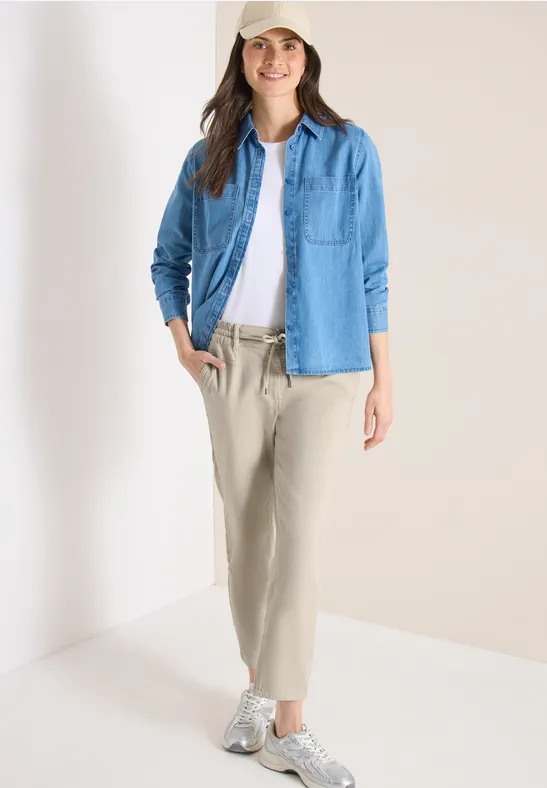 Lässige beige Slim Leg Joggerhose
