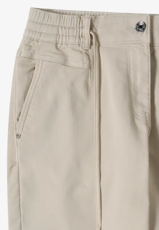 Lässige beige Slim Leg Joggerhose