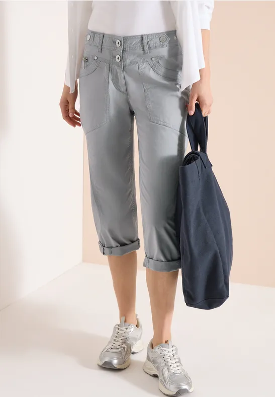 Lässige Cropped Hose mit Aufschlag