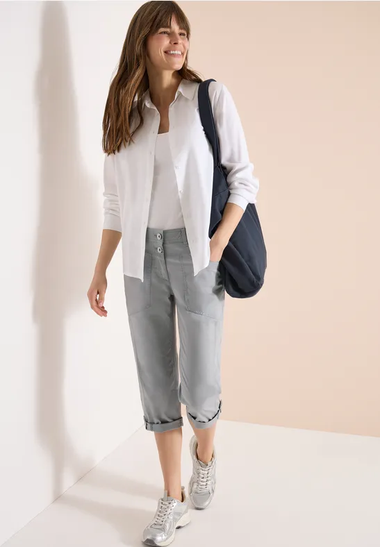 Lässige Cropped Hose mit Aufschlag