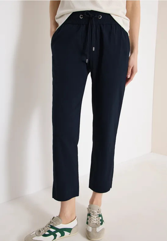 Cecil Damen Mid Waist Slim Leg Hose im Casual Fit in Blau, Gr: XXL