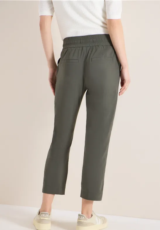 Cecil Damen Mid Waist Slim Leg Hose im Casual Fit in Grün, Gr: XXL