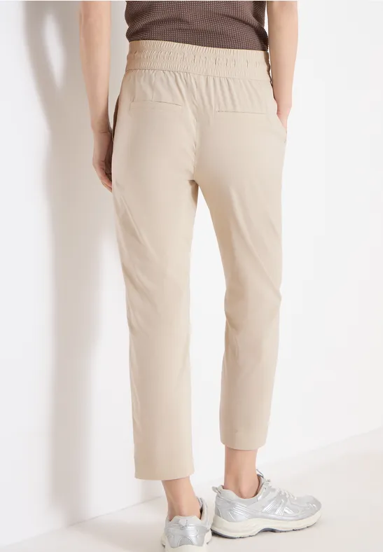 Cecil Damen Mid Waist Slim Leg Hose im Casual Fit in Beige, Gr: XXL