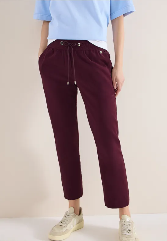 Cecil Damen Mid Waist Slim Leg Hose im Casual Fit in Rot, Gr: XXL