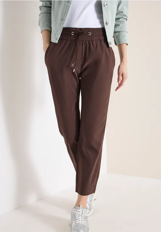 Cecil Damen Mid Waist Slim Leg Hose im Casual Fit in Braun, Gr: XXL