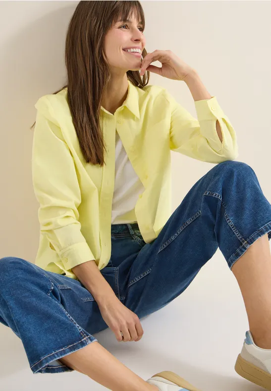 Cropped Jeans mit hohem Bund und weitem Bein