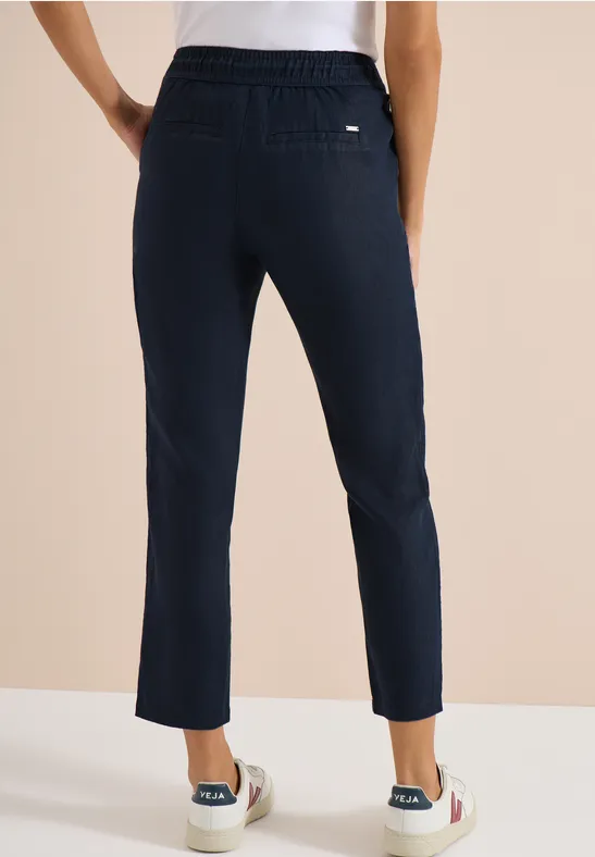 Lässige Leinenhose mit Kordelzug und Cropped-Schnitt