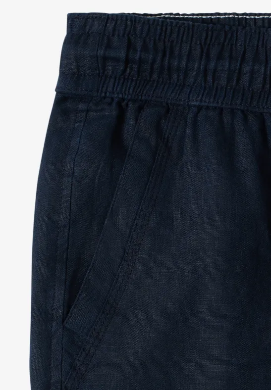 Lässige Leinenhose mit Kordelzug und Cropped-Schnitt