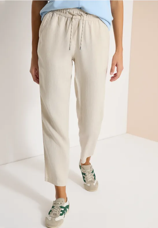 Lässige Leinenhose mit Kordelzug